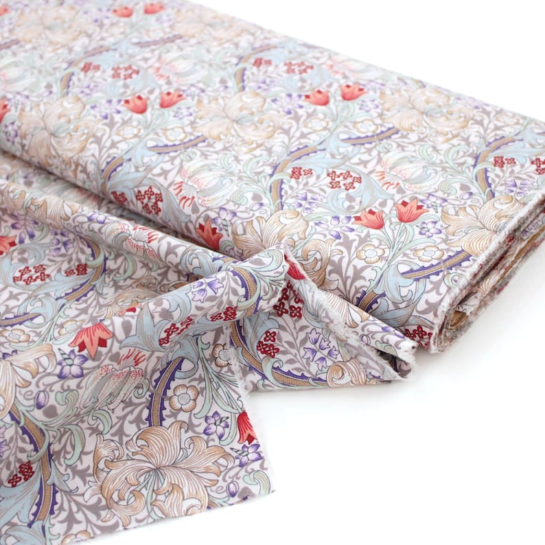 William Morris Pima Cotton Lawn British Designer Fabric Printed Victorian Design