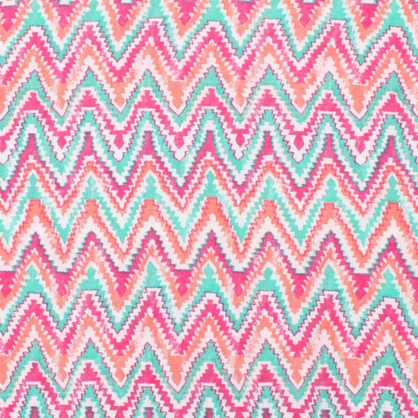 Zick Zack Chevron Baumwolle Single Strick Jersey Stretch Sommer Damen Kinderstoff 60" W