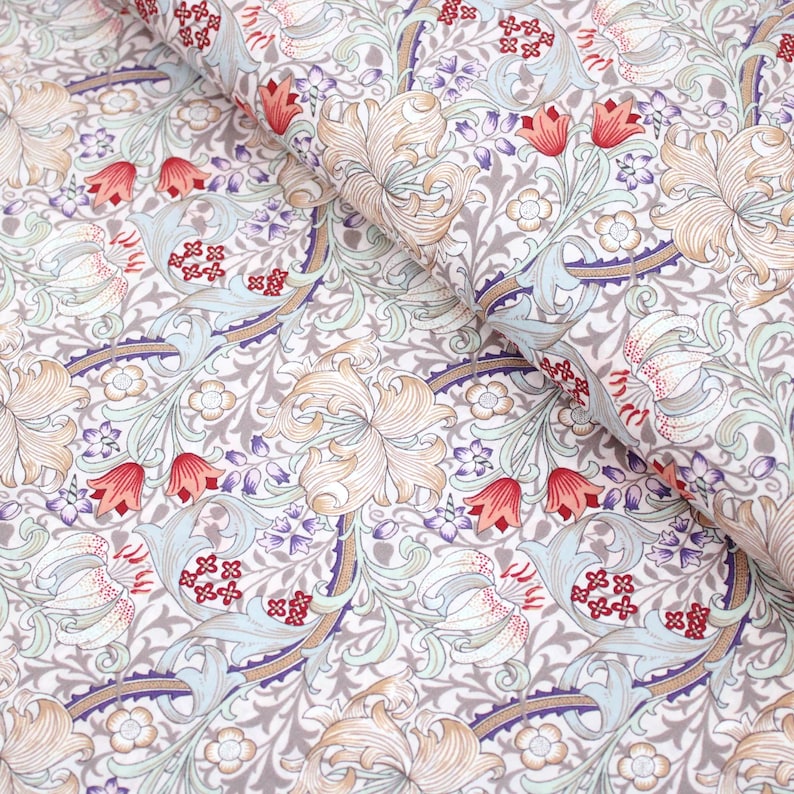 William Morris Pima Cotton Lawn British Designer Fabric Printed Victorian Design