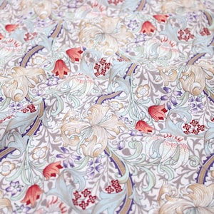 William Morris Pima Cotton Lawn British Designer Fabric Printed Victorian Design