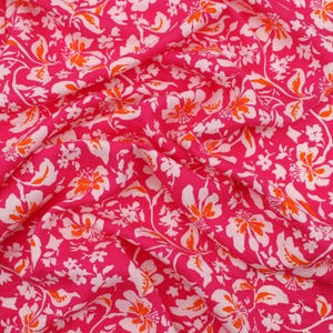 Louie Pink Garden Flowers Cotton Viscose Dressmaking Material Fabric
