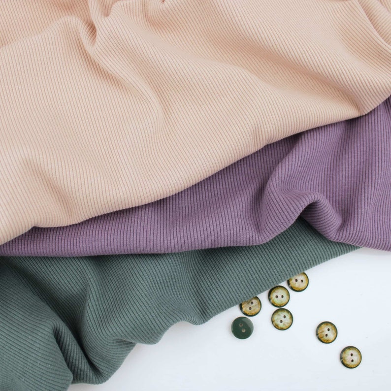 Fine Ribbed Cotton Jersey Soft Stretch Knitted OEKO-TEX Dressmaking Women Fabric image 1