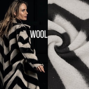 Fashion Wool Zig Zag Chevron Coating Thick Fur Coating Coat Warm Women Fabric