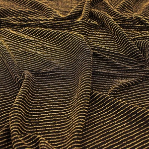 Metallic Gold Textured Lurex Stripes Shiny Glitter Party Jersey Stretch Dress Fabric Material
