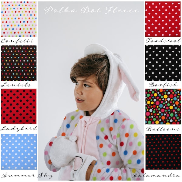 Polka Dot Soft Quality Warm Smooth Fleece Kids Babies Craft Fabric 8 Couleurs 60"