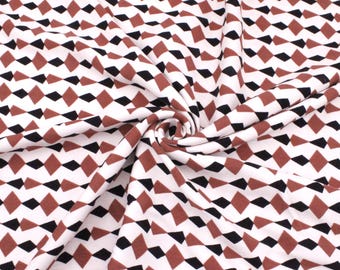 Grafisch bedruckter Viskose Köper Schneiderstoff Rayon Material - Ecru Karamell