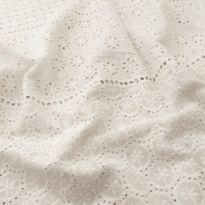 Broderie Anglaise Embroidered 100% Cotton Fabric in Ivory - Etsy UK