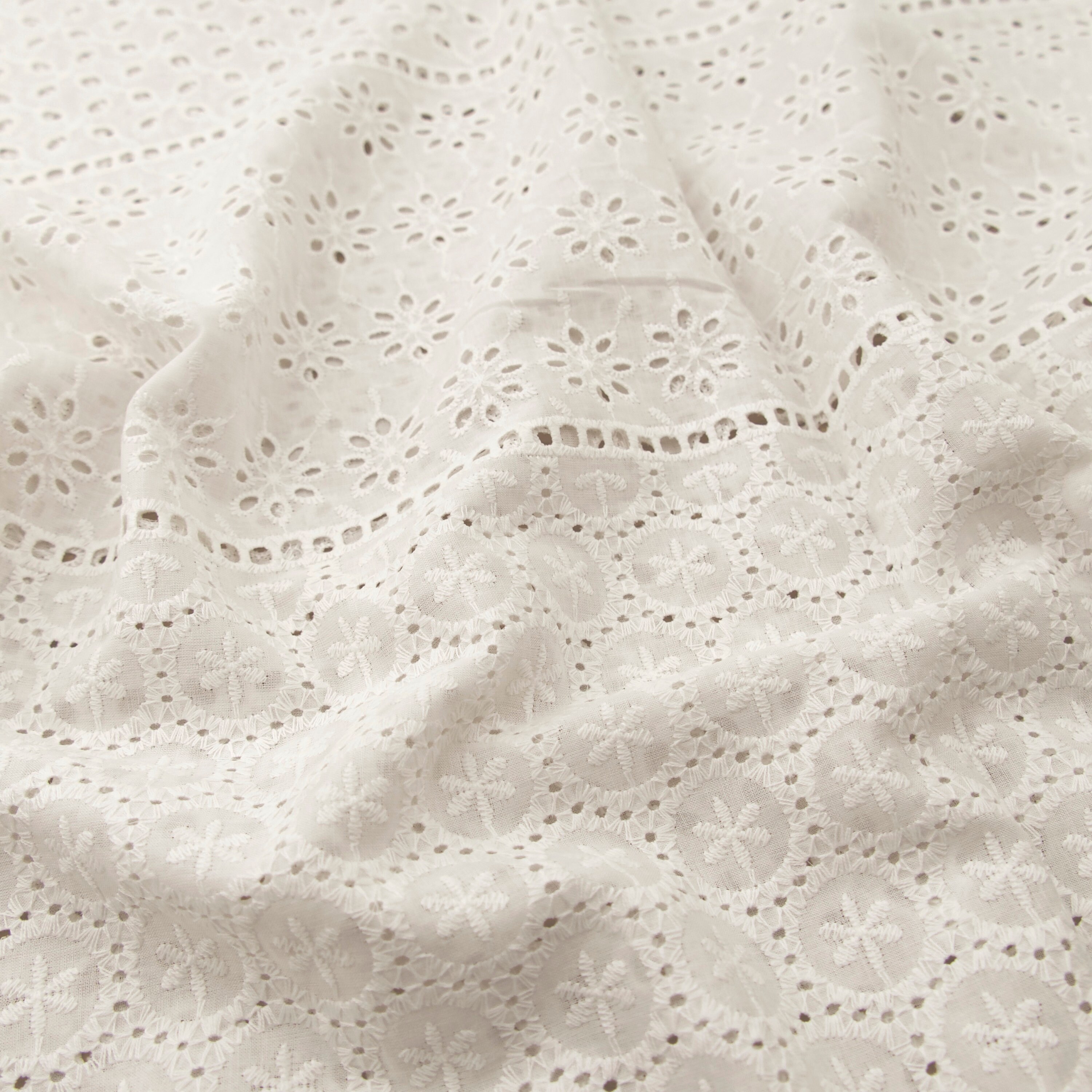 Broderie Anglaise Embroidered 100% Cotton Fabric in Ivory | Etsy