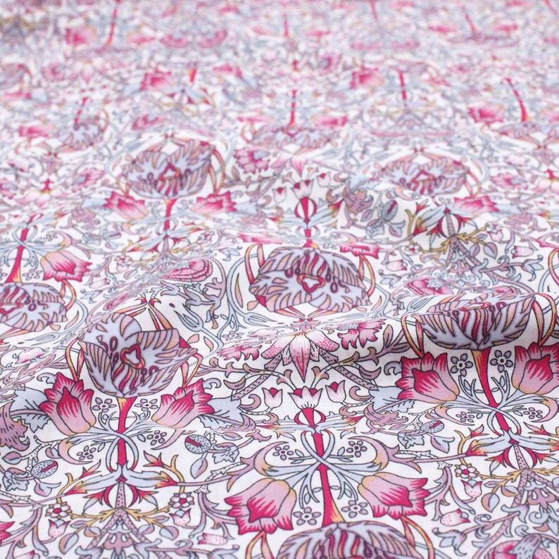 William Morris Pima Cotton Lawn British Designer Fabric Printed Victorian Design