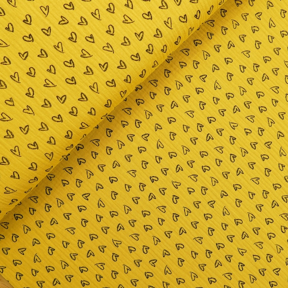 Cotton Voile - BLACK HEARTS - European Import - Oeko-Tex® - Ochre Yellow Cotton Voile - BLACK HEARTS - European Import - Oeko-Tex® - Ochre Yellow