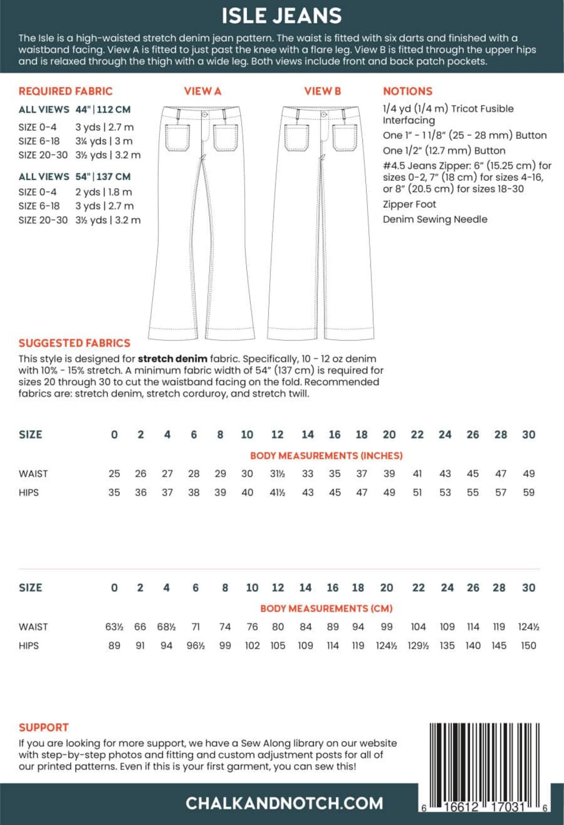 Isle Jeans Sewing Pattern - by Chalk and Notch Patterns - Etsy