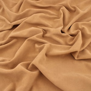 Upholstery Furnishing Fabric - Chenille Feel Velvet Suede Brown