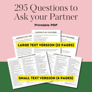 295 Questions to Ask your Partner (Printable PDF)