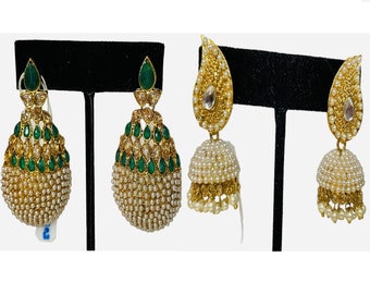 Set of 2 premium kundan Polki Earrings