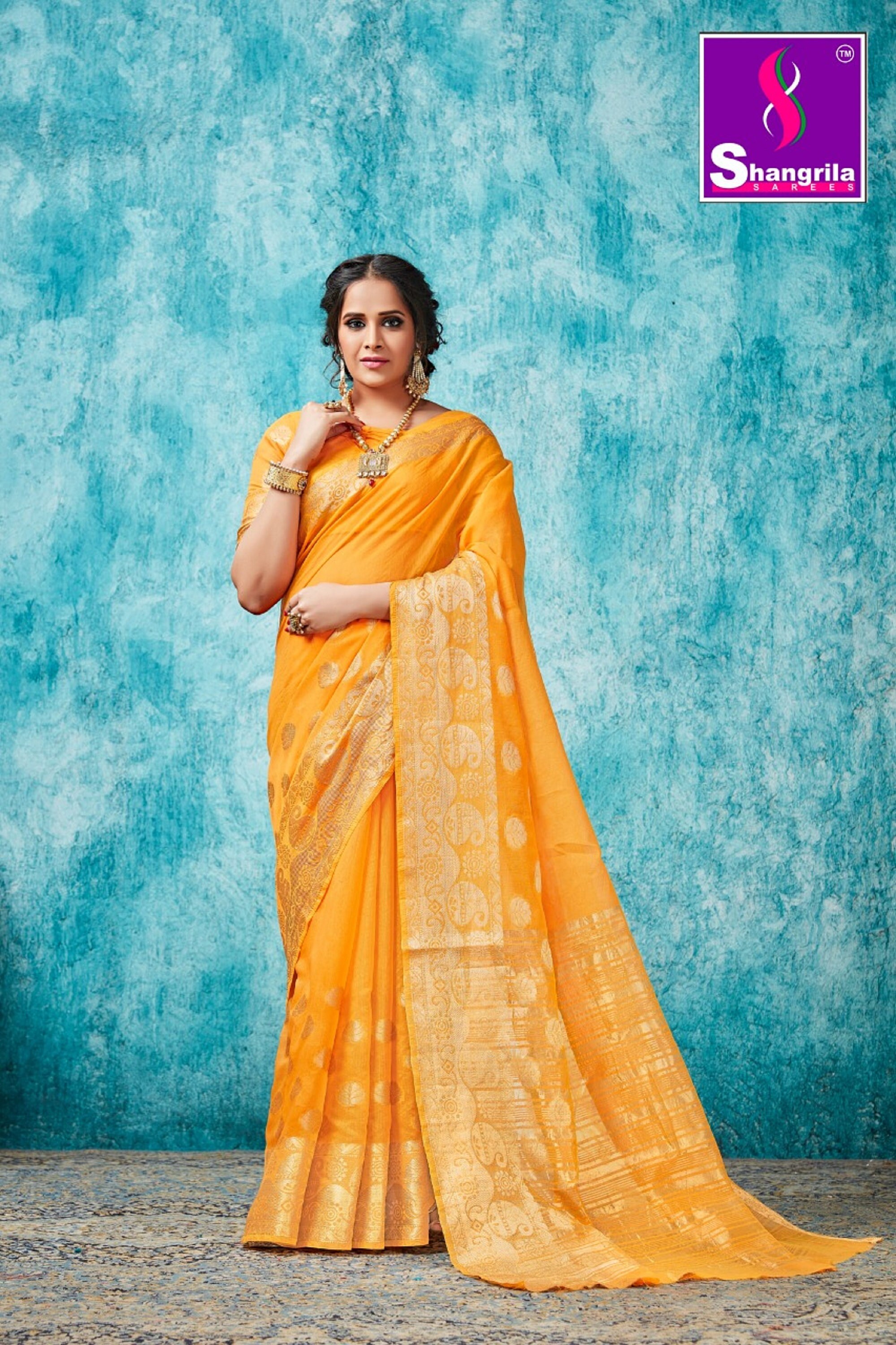 Latest Party Wear Saree in Yellow Etsy Canada