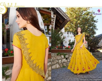 latest !! Ethnic boutique presents long designer gown in silk