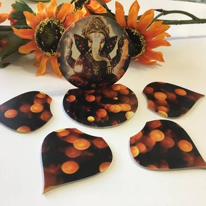 Reuseabale Ganesha 3D Acrylic rangoli in 6  Piece, Rangoli Indian Decor, Floor decoration for Diwali  with Tea light holder