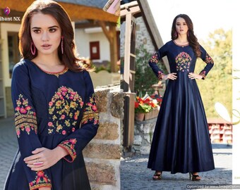 latest !! Ethnic boutique presents long designer gown in silk