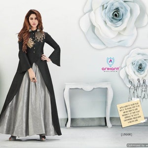 designer Black n grey party wear with 1 kurti free