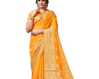 latest !! Party wear saree in yellow