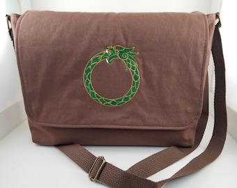 The 'Ouroboros' Messenger Bag || Made-to-Order Crossbody Bag, Everyday Bag, Travel Bag, Large Tote Bag, Flap Bag, Sling Bag, Men/Women
