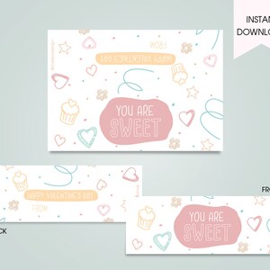 Valentine&#39;s Candy Bag Topper | Valentine Party Favor | Valentine&#39;s Day Kids Gift | Kids Treat Bag Topper | Printable | Instant Download