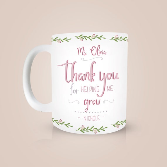 Personalised Thank You For Helping Me Grow Ceramic Mug Teachers Gift Present