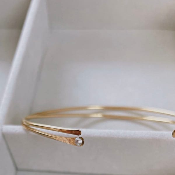 Gold filled cuff / dainty cuff bracelet / crystal cuff bracelet / wedding jewelry / minimalist jewelry