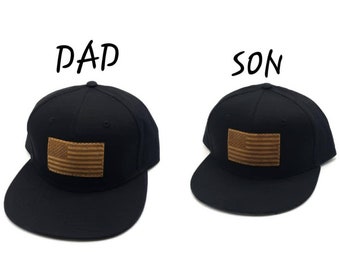 father and son matching hats