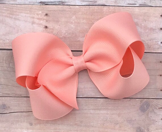 Light Coral Twisted Boutique Hair Bow Coral Hair Bows Pastel Etsy