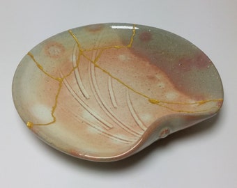 Japanese Gohonte plate repaired with Kintsugi (Kintsukuroi) technique.