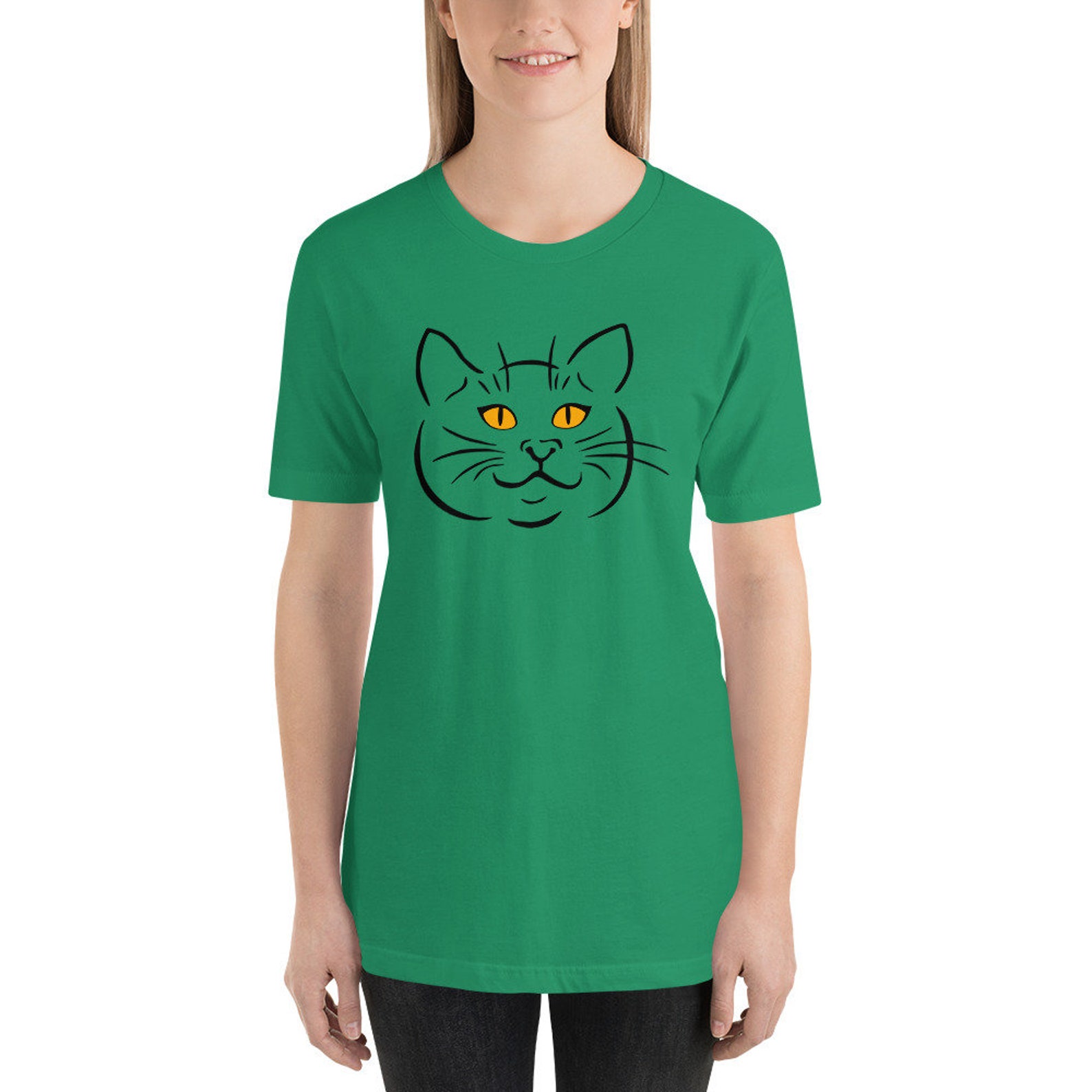 Black Cat Yellow Eyes Unisex T-shirt Cat Lover Gift Black - Etsy