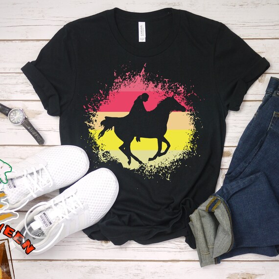 Vintage Retro Horse Shirt Equestrian Shirt Girl Horse Riding Shirt Cowgirl gift for horse lover Horse Lover Gift Equestrian Apparel