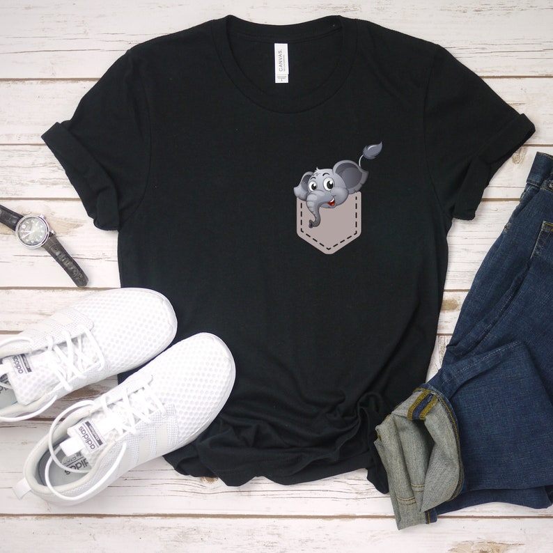 Cute Elephant Pocket Unisex T-shirt 