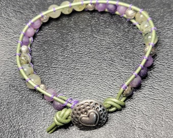 Silver Heart and Amethyst Bracelet