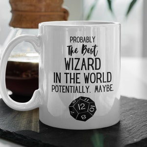 Dnd Mug - Dnd Wizard - D20 Charm - Custom D20 - Dungeon Master - D&D - Dungeons and Dragons - Mug - D20 Necklace - Wizard - Wizard Mug - Mug