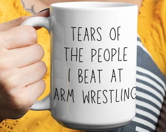 Arm Wrestling Gift - Mug Arm Wrestler - Funny Mug Arm Wrestling - Training Equipment - Championship Belt - Arm Wrestling Handle - Gift Mug
