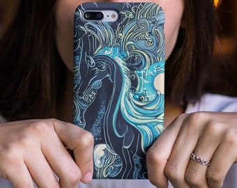 Horse Phone Case - Celestial Horse Phone Case - Equestrian Phone Case - Goth Horse Skater Cosmic Astrology Phone Case Gift - Tarot Cards