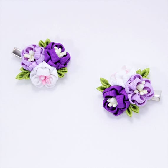 Flower Hair Clips Small Purple Clips Toddler Easter Hair Clip Etsy