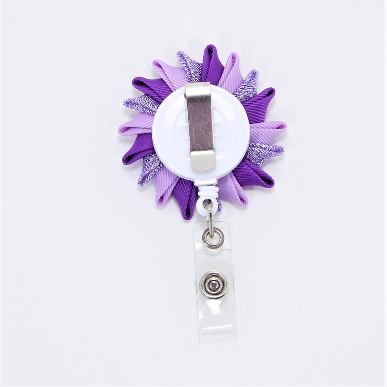 Flower Badge Reel Purple Badge Reel ID Badge Reel Retractable Etsy