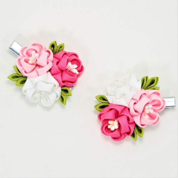 Flower Hair Clip Toddler Easter Hair Clip Kanzashi Flower Etsy