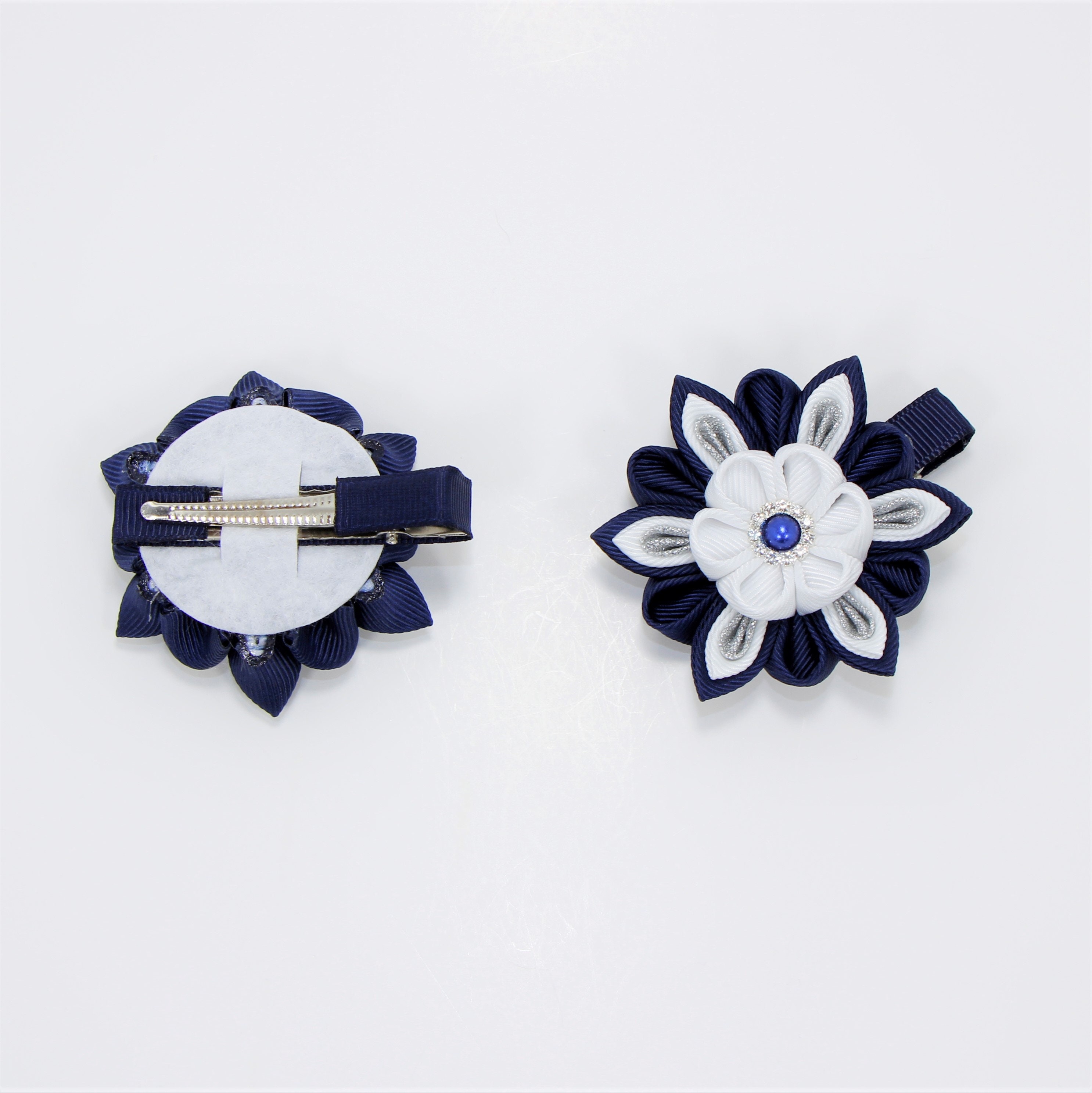 Navy blue hair clip Back to school bow Kanzashi hair clip Etsy