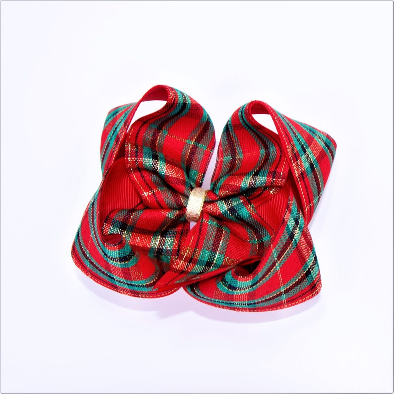 Tartan Ribbon Bows with Gold Thread