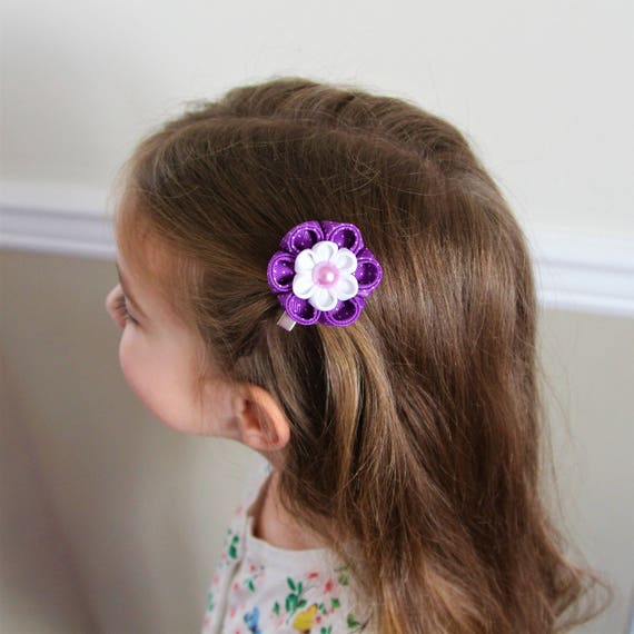 Purple Flower Hair Clips Easter Hair Clips Toddler Girl Easter Etsy