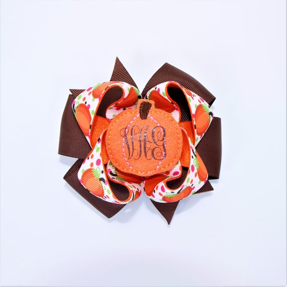 Monogram Pumpkin Felt Clippie Hair Bow