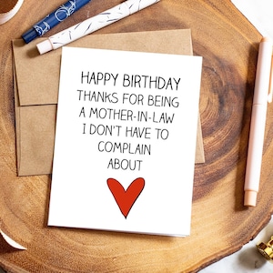 Joyeux anniversaire, merci d'être une belle-mère Je ne me plains pas | Carte d'anniversaire | Belle-mère