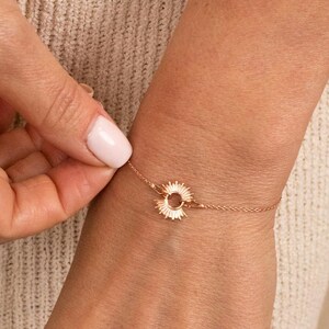 Dainty Bracelet with Gold Sun, Minimalist Little Women Bracelet, Delicate Bracelet for Everyday, Mother Daughter gift Ideas image 1