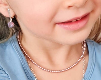 Pink Pearl Necklace, Pearl Choker, Necklace for Little Girl, Pink Princess, Little Women Gifts, Gifts for Young Women