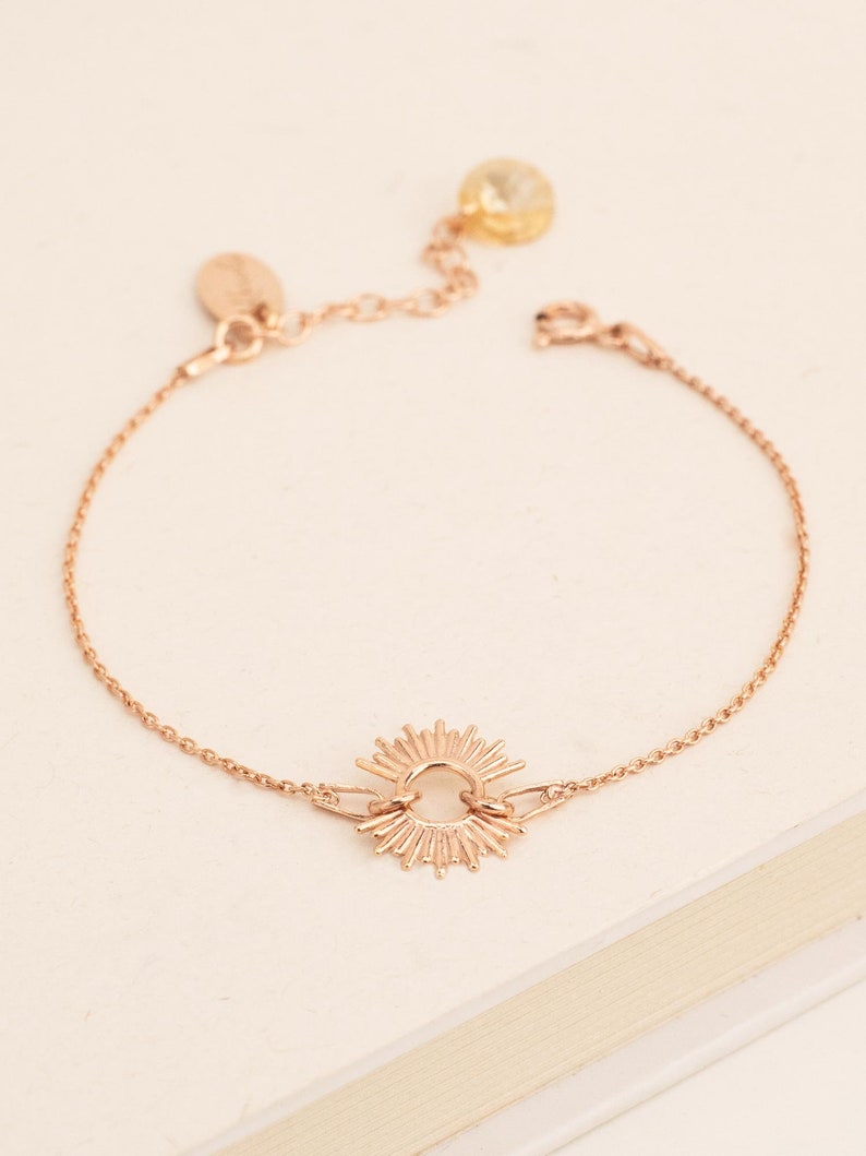 Dainty Bracelet with Gold Sun, Minimalist Little Women Bracelet, Delicate Bracelet for Everyday, Mother Daughter gift Ideas image 8