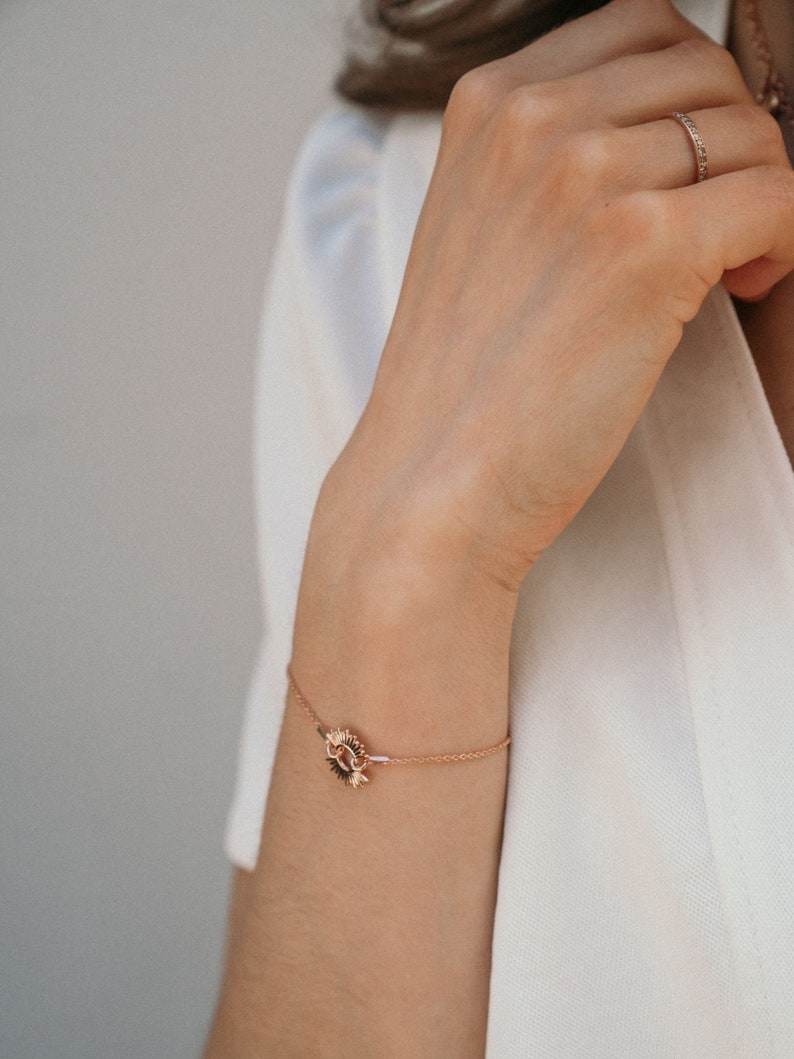 Dainty Bracelet with Gold Sun, Minimalist Little Women Bracelet, Delicate Bracelet for Everyday, Mother Daughter gift Ideas image 5